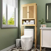 Rattan Over The Toilet Storage Cabinet, Adjustable Shelf, Behind Toilet Cabinet,Bathroom, Laundry, Wood Rack, Natural 1