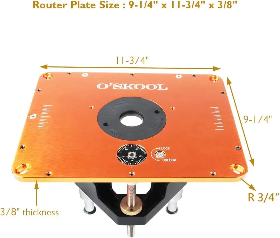 

O'SKOOL Router Lift Systems for 3-1/2" Diameter Motors, 9-1/4'' x 11-3/4'' Plate 5-Piece Insert Ring Kit