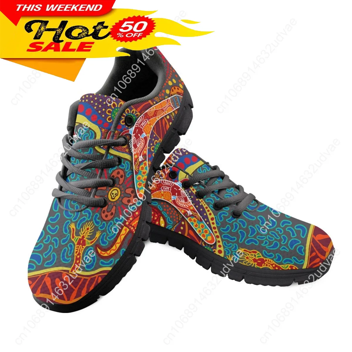Australia Aboriginal Art Lace-up Mesh Sneaker Shoes For Women New Fashion Ladies Couple Flats Comfort Light Footwear