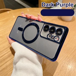 Enhanced Wireless Magnetic Plating Cover with Full Camera Protection and 6K Glass - S24Plus -S25Plus (Dark Purple)