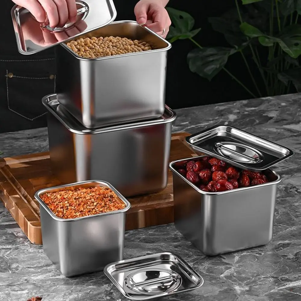 Rust Resistant Frozen Yogurt Container Dustproof Large Capacity Condiment Container with Lid Reusable 4Size