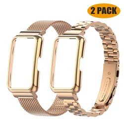 Premium Stainless Steel Smart Band Strap and Protective Case Cover - Metal Bracelet Accessory for Huawei Band7 - 8 - 9 - 10 (Package 5)