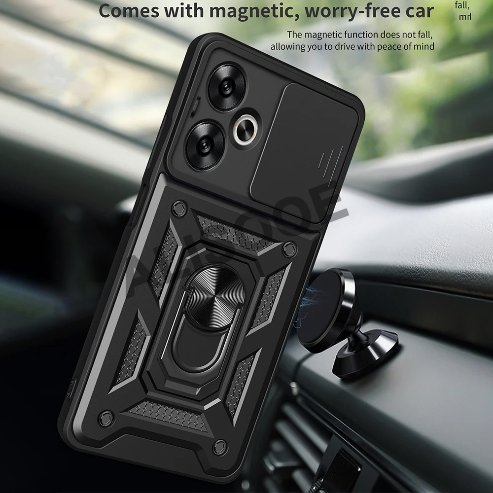 Slide Camera Lens Ring Stand Holder Shockproof Phone Cover