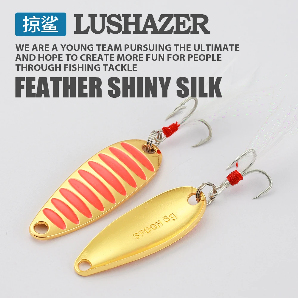 LUSHAZER brand Fishing lure spoon 2g 5g 7g 10g 15g 20g Gold/Silver fishing  bait spoon hard lures metal lure China free shipping