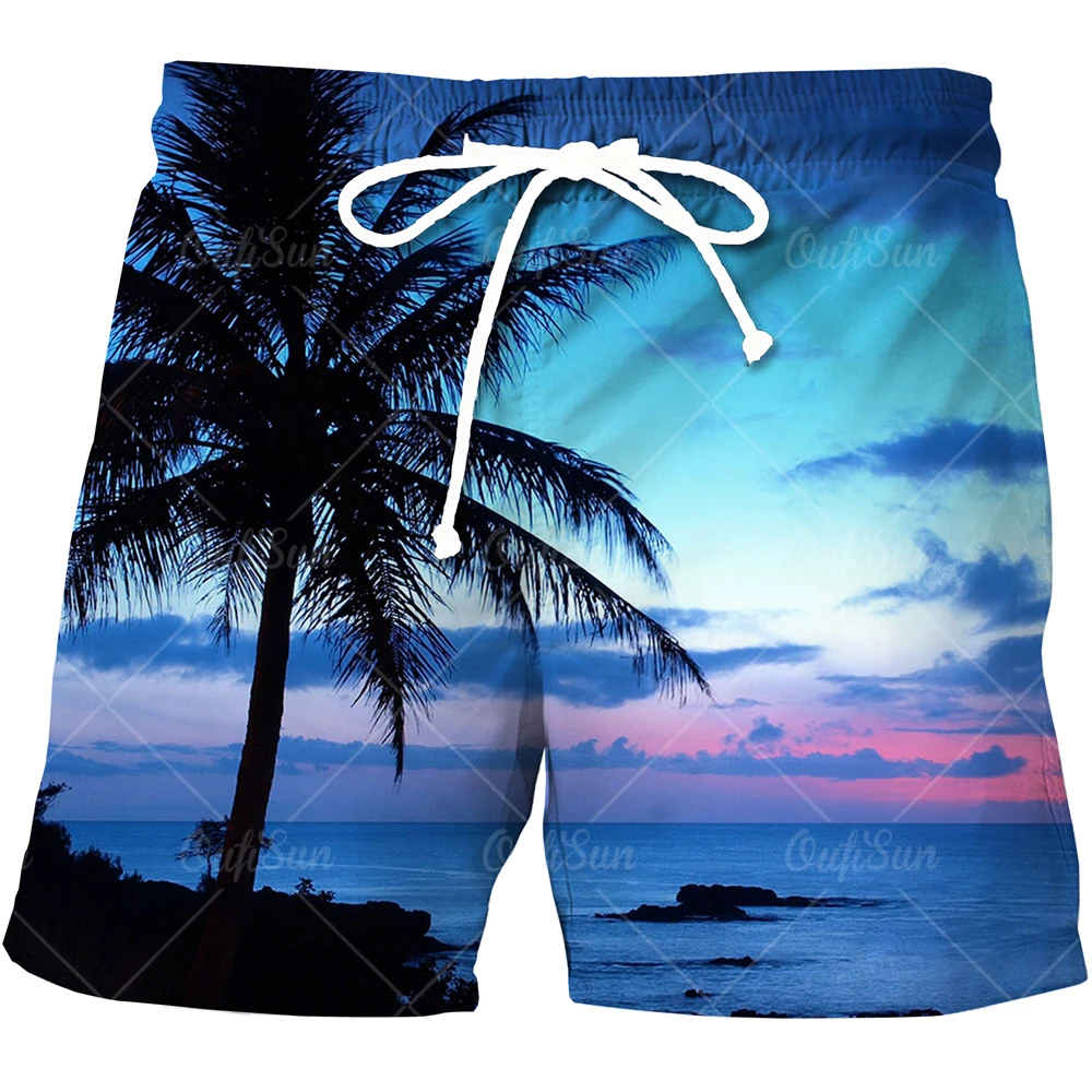 Men Hawaiian Style 3D Sunset Boardshorts