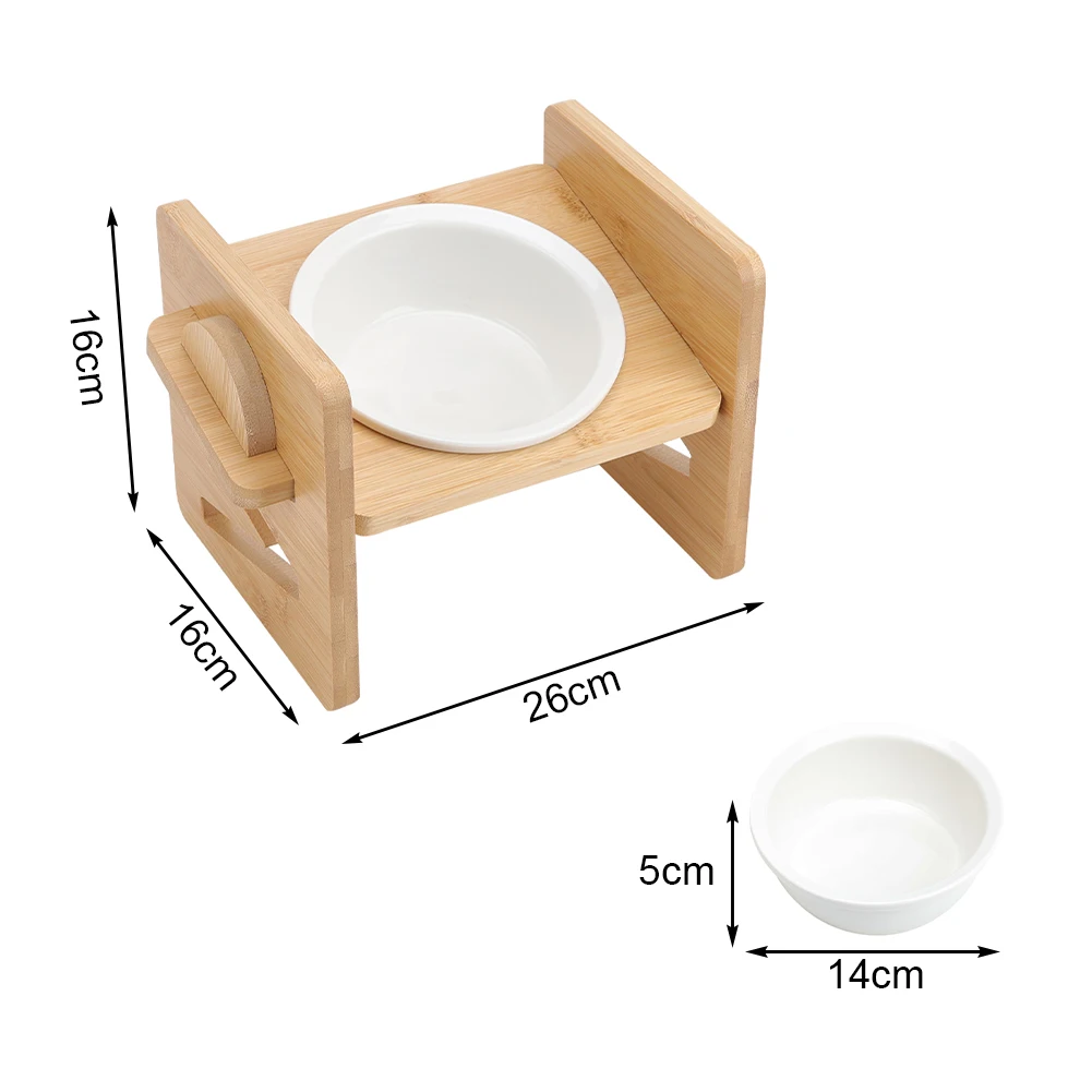 Tieker Bamboo Base Pet Feeder Ceramic Pet Bowl for Small Pets Elevated Feeding Bowl Cat and Dog Supplies: 3 - 5 Days Free Delivery Only UK