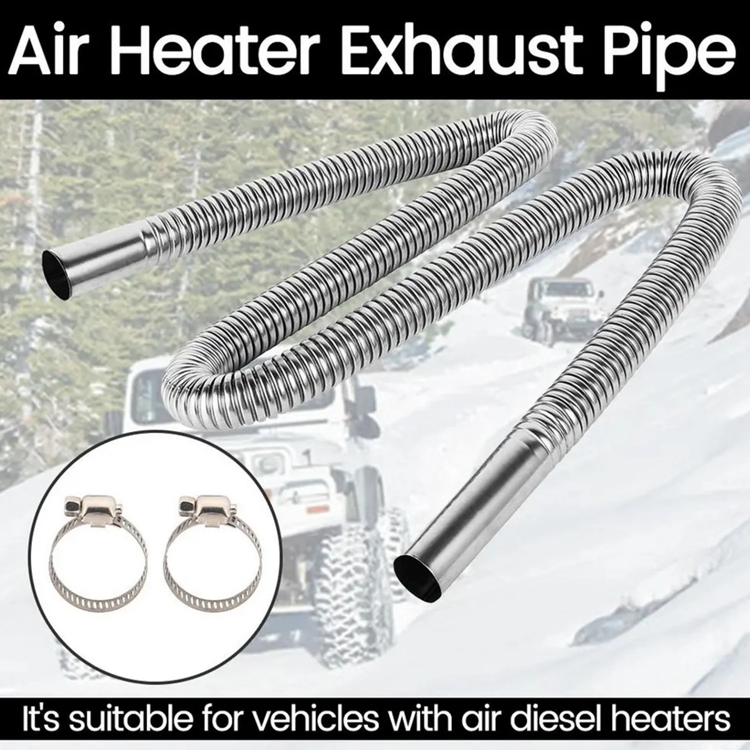 Stainless Steel Exhaust Hose 120/200cm for Generators Cars Fuel Tanks Diesel Heating and Mufflers-Durable and Heat-Resistant