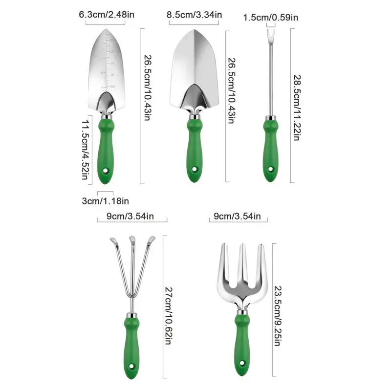 Garden Tools For Gardening Anti Slip Stainless Steel Rake Shovel 5pcs Succulent Tools With Ergonomic Handle Heavy Duty