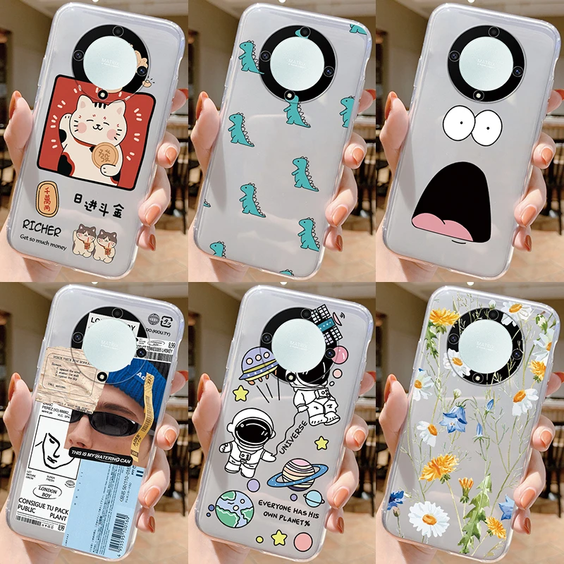 Clear Shockproof Silicone Case with Cute Cat Design - Transparent Cover