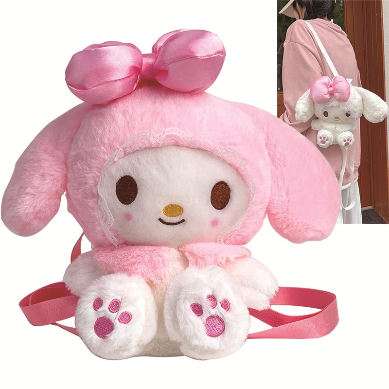 Sanrio Plush Backpack 25cm Mymelody Cartoon My Melody White Pink Kawaii