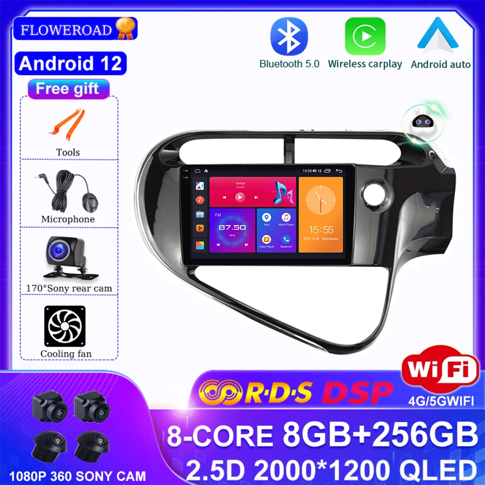 

Android 13 For TOYOTA AQUA Prius C 2018-2020 Car Radio Navigation Multimedia Video Player GPS Carplay Auto BT 8G+128G All In One