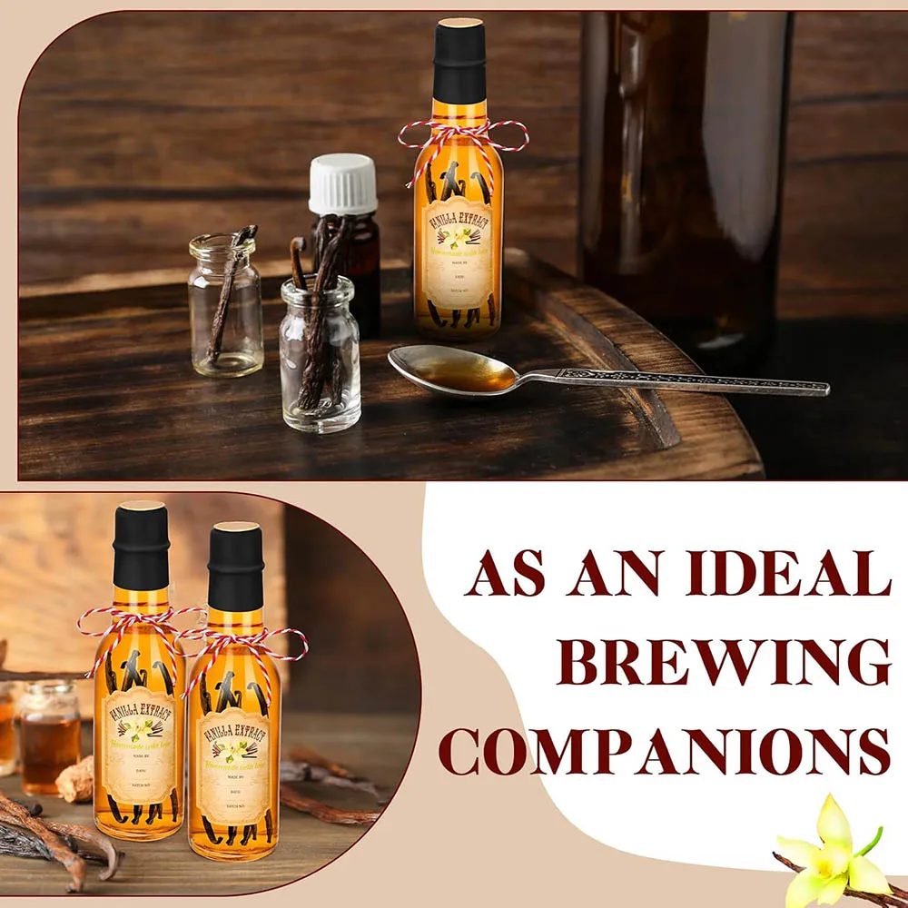 Vanilla Extract Bottles for Homemade Vanilla Jar Glass Bottle with Sticker Syrup Gift Food Storage Canister for Bean Sauce Spice 4
