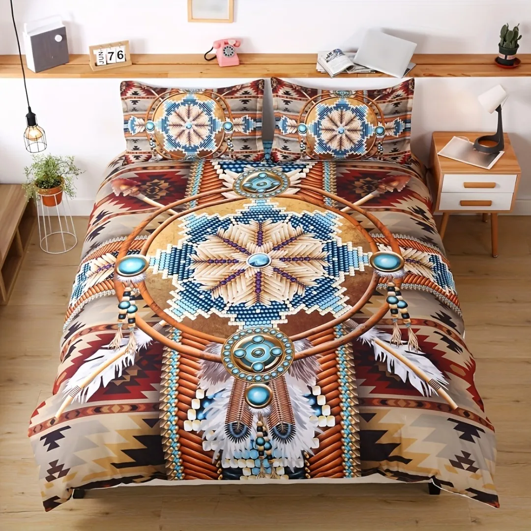 3pcs Bohemian Style 3D Printed Bedding Set Cozy Comfortable Duvet Cover King Queen Twin Size Birthday Gift Bedroom Decoration