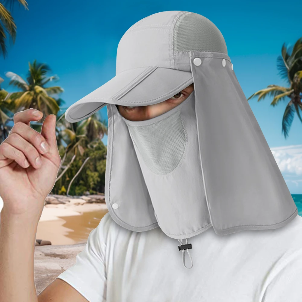 Unisex Outdoor Fishing Hat UV Protection Removable Sunshade Hat Breathable Ear Neck Cover Caps Quick Drying for Outdoor Hiking