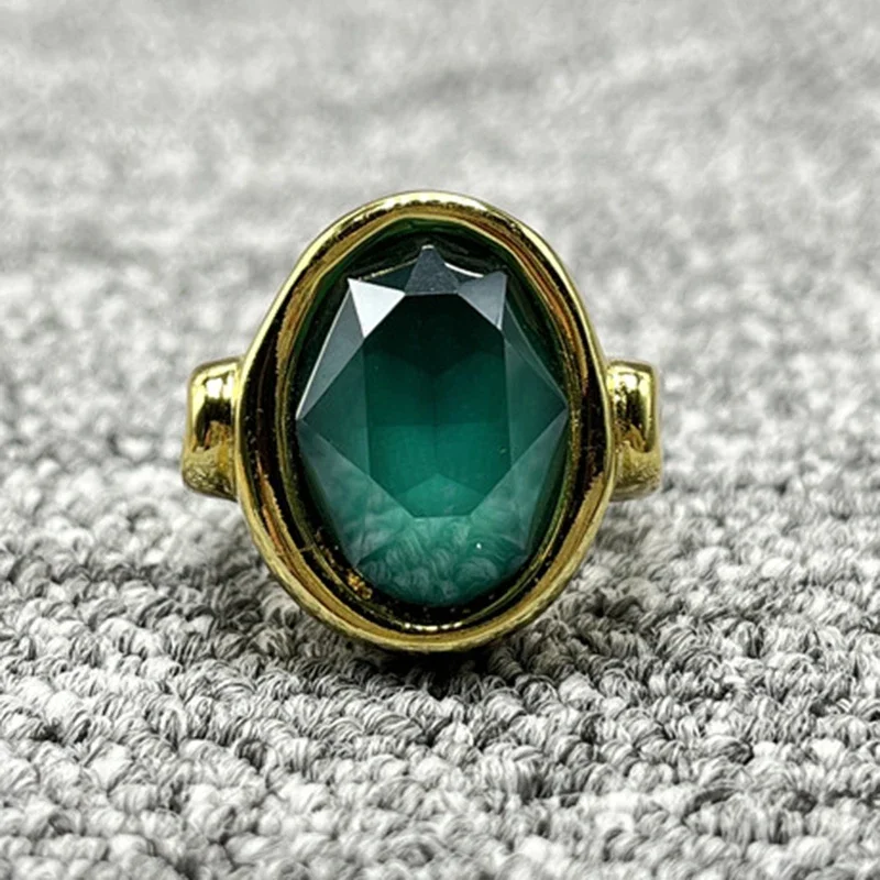 Best Sellers2022 New Fashion Silver Plated 14K Gold Charm Emerald Ring Niche Jewelry Gift