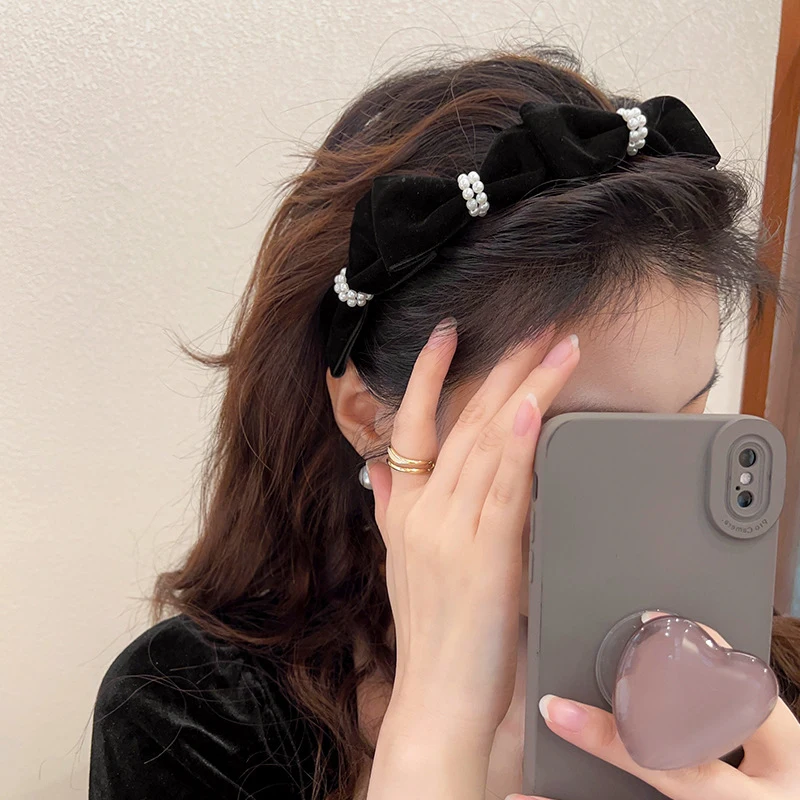 Fascia per capelli vintage nera con fiocco grande Bellissimo