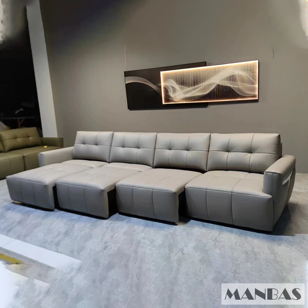 MINGDIBAO Electric Convertible Sofa Bed Italian Genuine Leather Couch Multifunction Folding Sofas Beds for Cinema Free Shipping