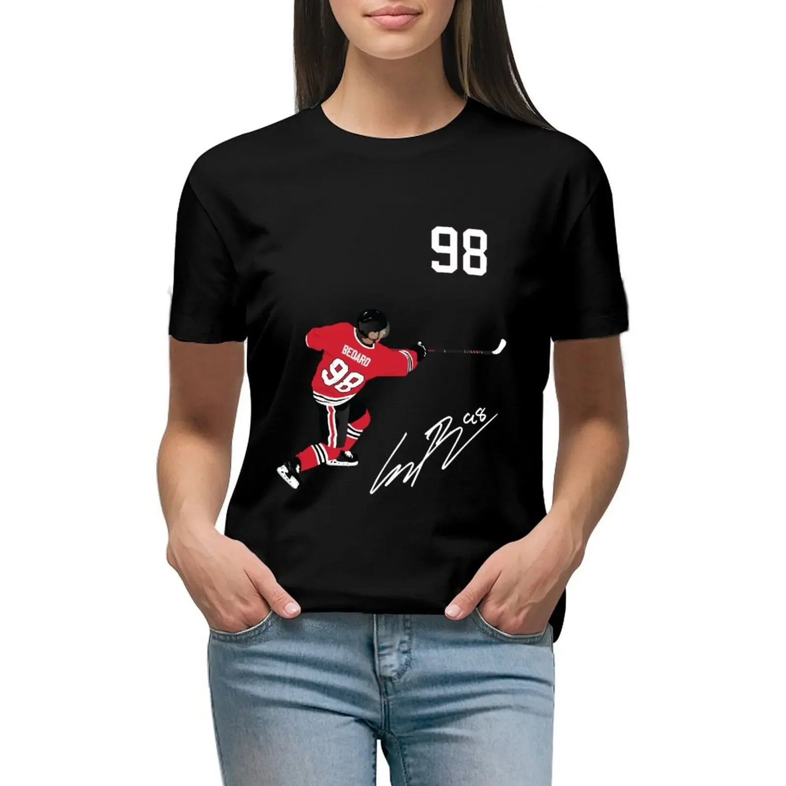 Connor Bedard Pro Number Art T-Shirt Vestiti Estivi Plus Size Top T-Shirt Dress For Women Plus Size