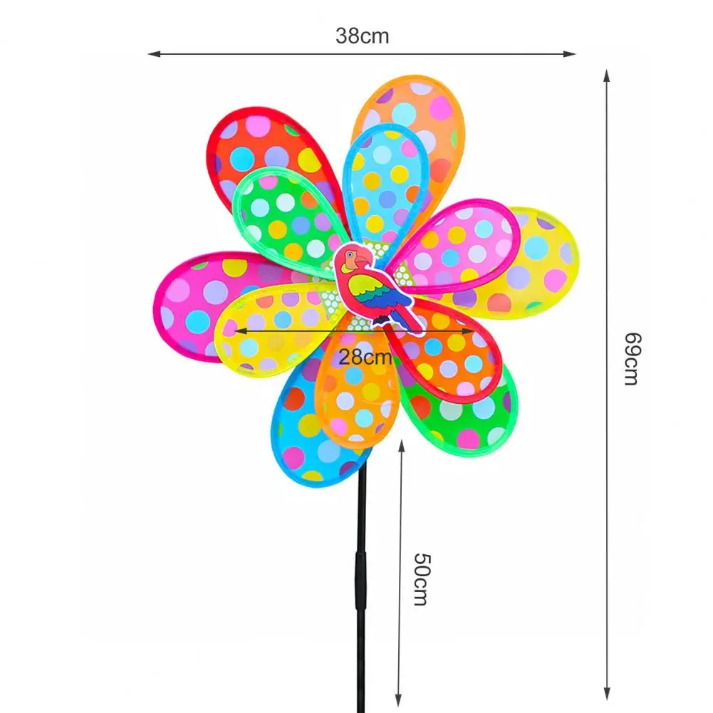 Daily Wind Spinner Toy  Colorful Plastic Wind Spinner Ornament  Dot Printed Sunflower Windmill