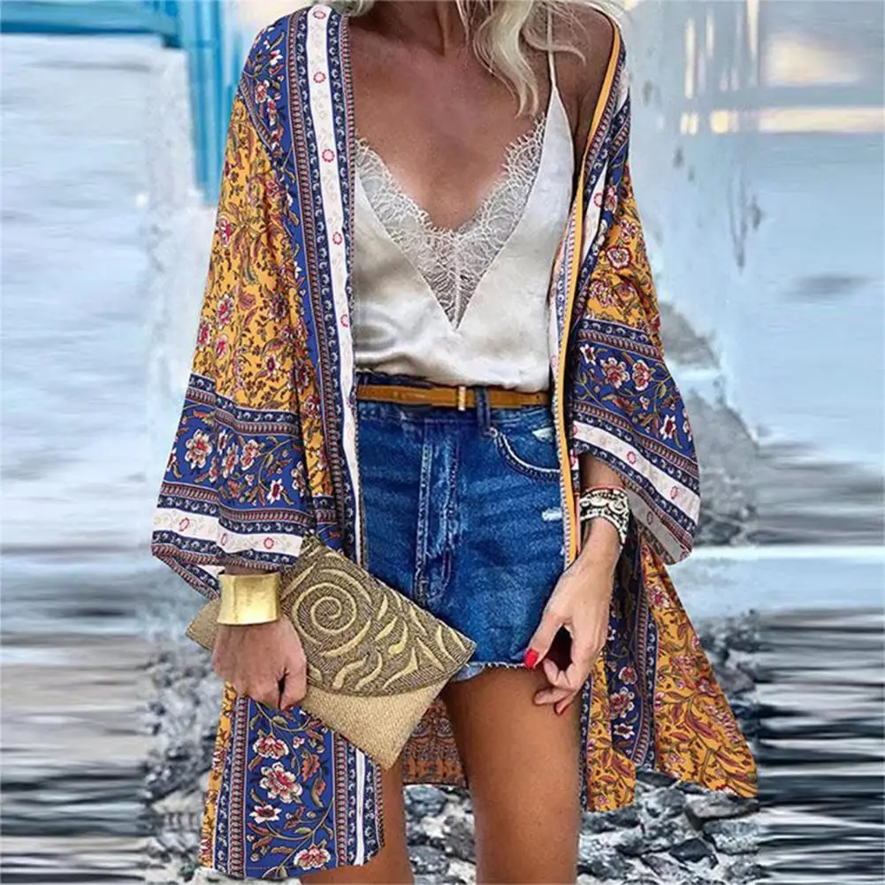 Swimsuit Cover Up Women Long Cardigan Beach Cover Up Loose Bikini Open Front Coat