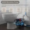 600w Macerating Toilet System, Silent & Powerful Upflush Toilet For Basement, Upflow Toilet Included Macerator Pump With Ac 2