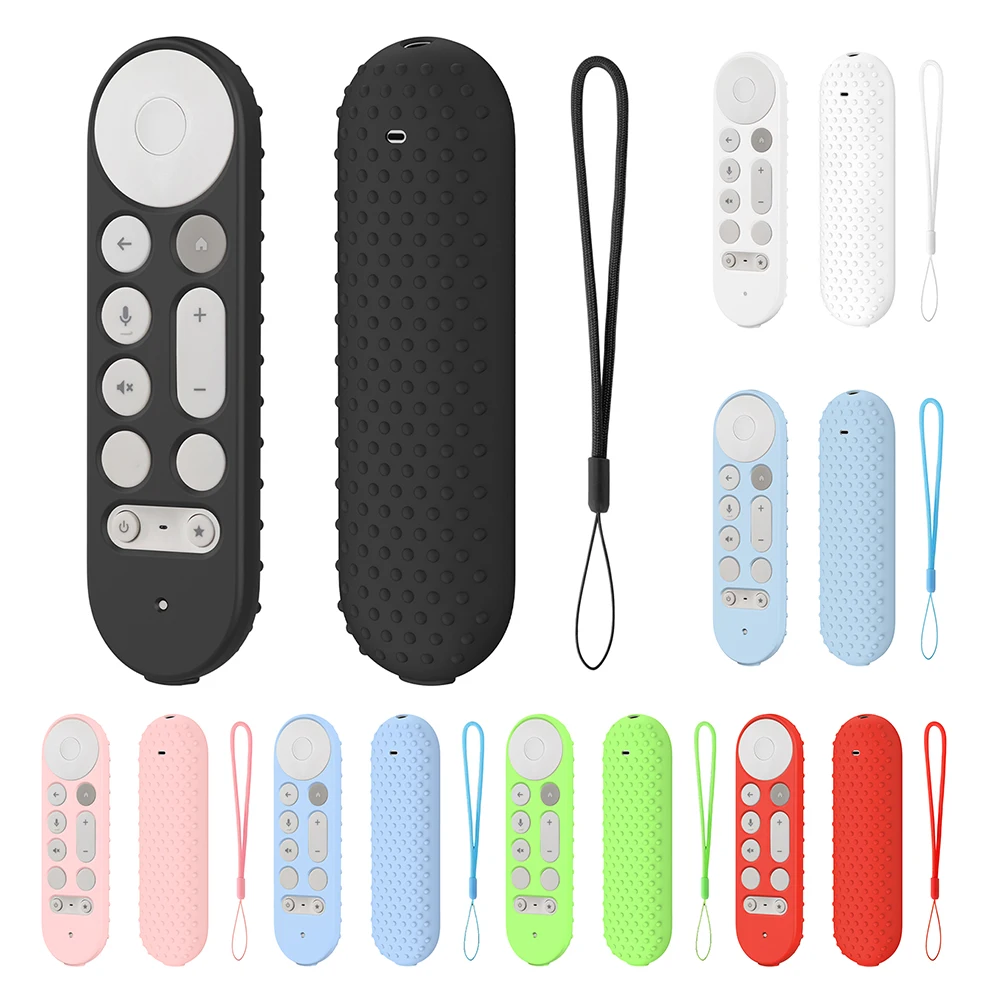 Silicone Remote Case Anti-Slip Protective Controller Sleeve Skin with Lanyard Shockproof for Google TV Streamer 4K Voice Remote