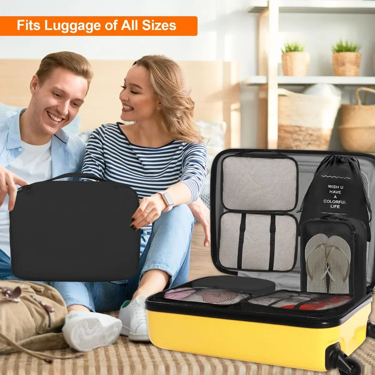 9pcs Travel Organizer Packing Storage BagsLuggage Organizers Travel Cubes for Suitcase with Toiletries Bag for Clothes Shoes 2