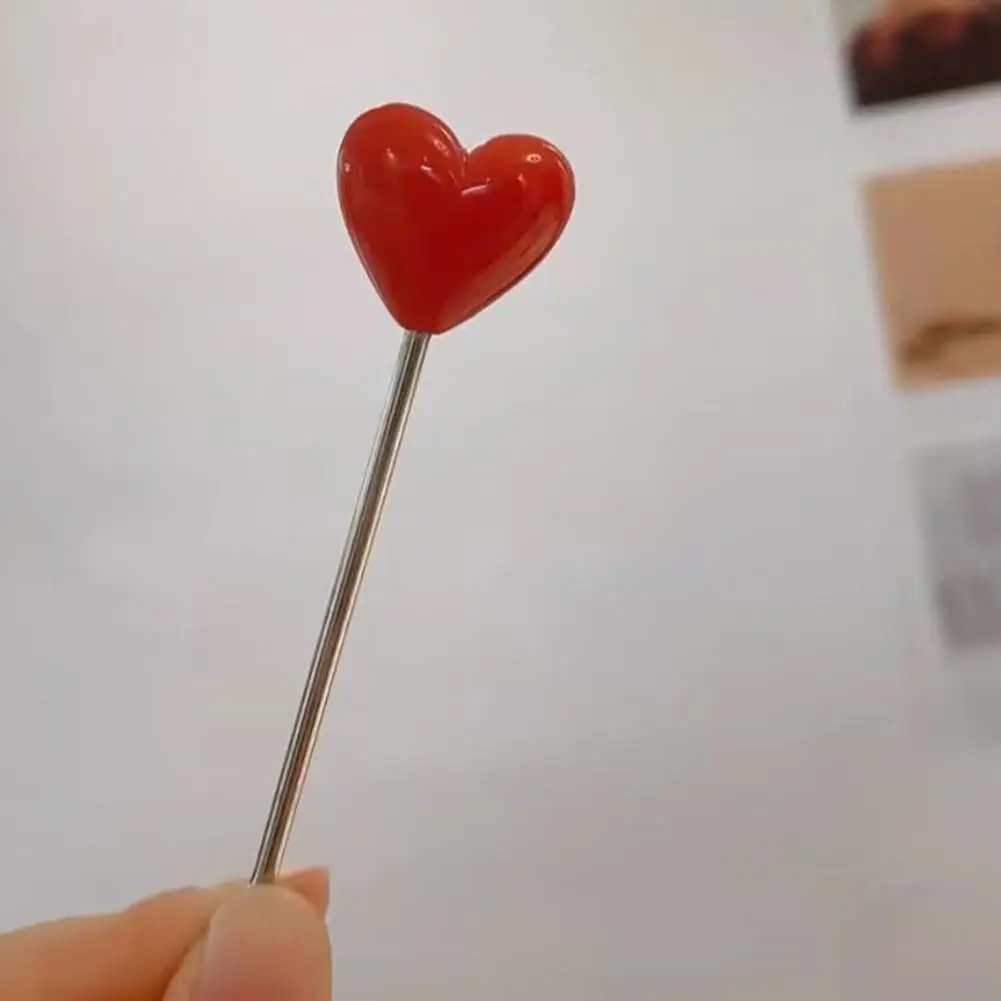 5/10Pcs 9cm Heart-Shaped Fruit Forks Set Vinyl Dessert Cake Appetizer Cocktail Picks With Love Holder Reusable Kitchen Utensils