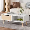 Modern Coffee Table, Wooden Cocktail Table with Storage, Minimalist Hallway Table, Mid Century Modern Coffee Table for Living R 1