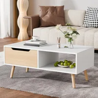 Modern Coffee Table, Wooden Cocktail Table with Storage, Minimalist Hallway Table, Mid Century Modern Coffee Table for Living R 1