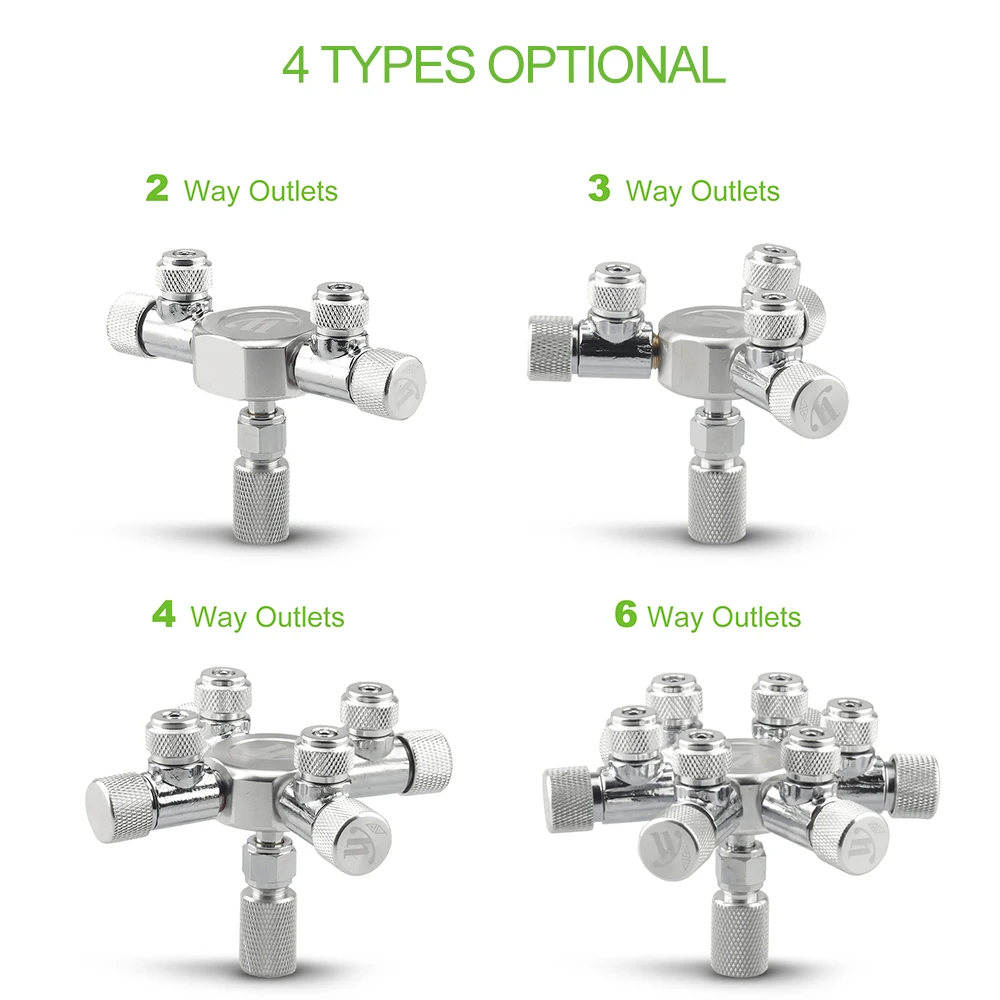 Aquarium Tank CO2 Splitter Regulator Distributor Needle Fine Adjusting Valve for CO2 Regulator with 2/3/46 Way Outlets