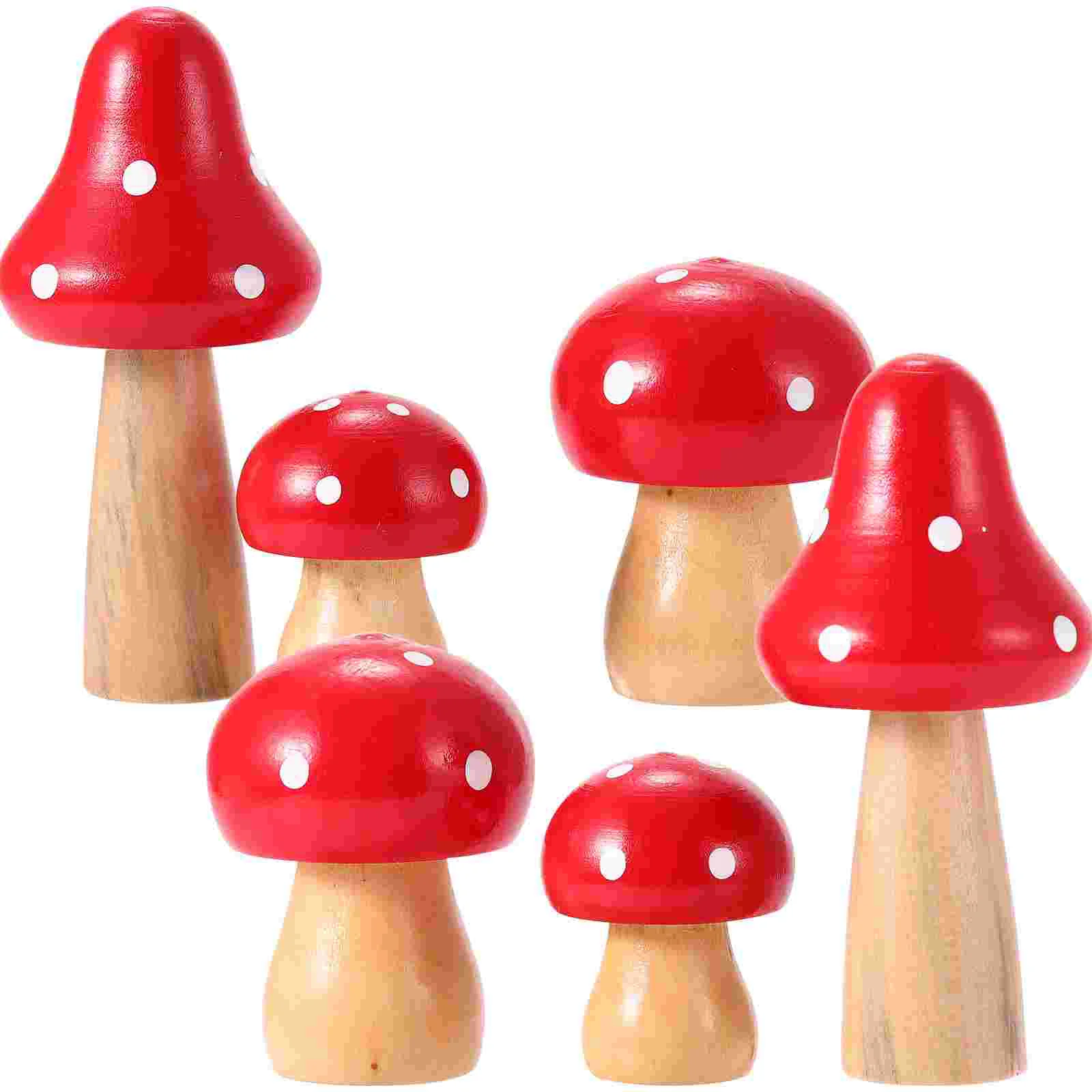 Resin Ornaments 6 Pcs Simulated Wooden Mushroom Gnome Decorations Home Decorate Micro Landscape Garden Moss Table Decorative