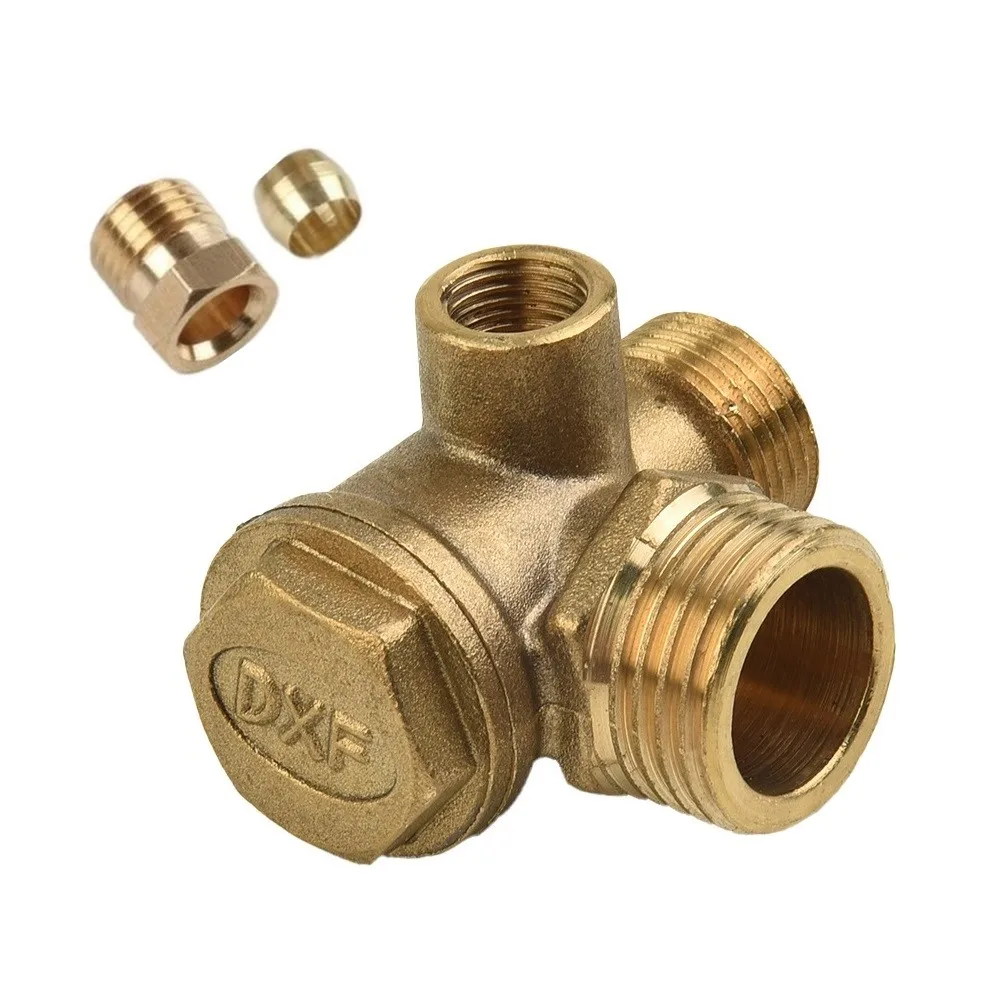 G1/2 3-Port Air Compressor Check Valve Connect Pipe Fittings Check Valve Connector Air Compressor Replacement Pneumatic Parts