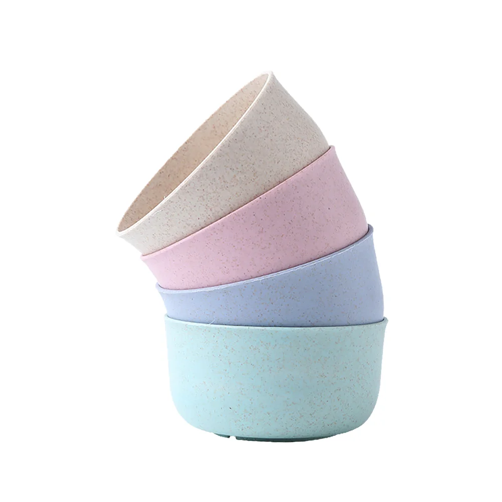 Description Picture 2 of item4Pcs/set Kitchen Tableware Wheat Straw Bowl Food Grade Wheat Rice Bowl Tableware Food Container Dessert Salad Rice Bowl Sets