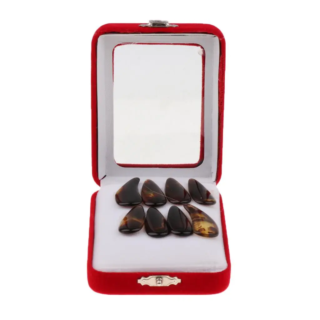 Premium Finger Picks Set for Chinese Zither Instrument with Storage Case-8 Pieces