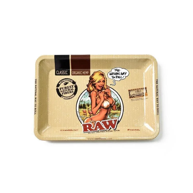 Colorful Metal Rolling Tray Tobacco Plate Cigar Smoking Accessories Sundries Storage Container 180*125mm