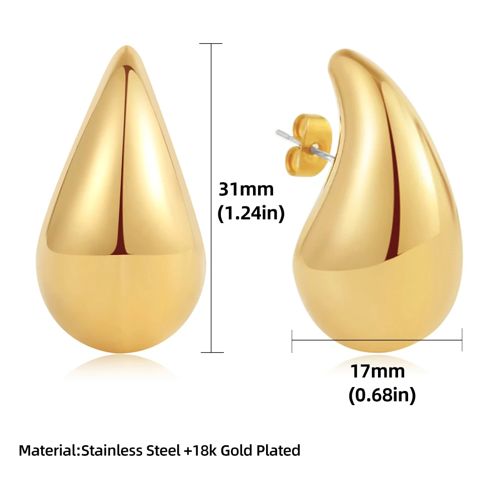 Drop Earrings Chic Exaggerate Big Waterdrop Drop Earrings for Women Dupes Chunky Teardrop Stainless Steel Gold Plated Statement Ear Jewelry drop earrings