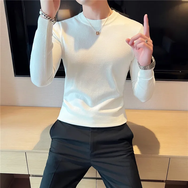 2024 Men Basic Sweaters Solid Color O-neck Long sleeve Knitted Male Pullover Winter Fashion New Warm Sweaters for Men S-3XL