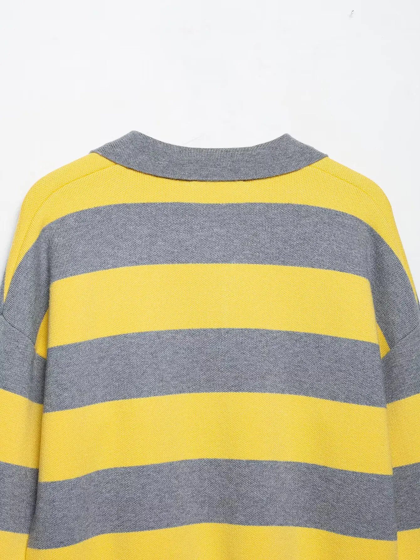 2025 Autumn New Women's Casual Knitted Top Fashion Lapel Stripe Collision Color Pullover For Female Party Youthful Vitality Top