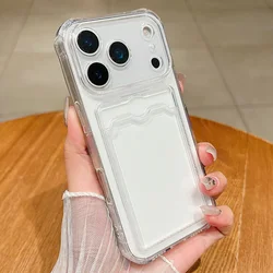 Clear TPU Silicone Card Holder Air Case Phone Cover - iPhone 15 (Transparent)