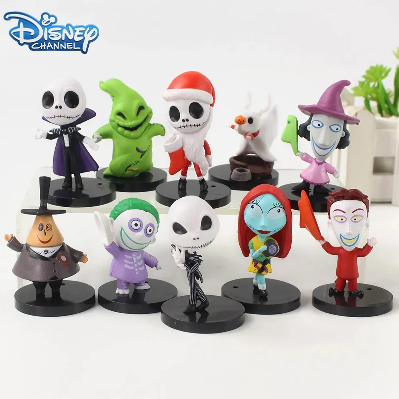 10 Pz/Set Nightmare Before Christmas Jack Skellington Sally Model Pvc Doll Anime Cartoon Action Figures Toy Halloween Kids Gift