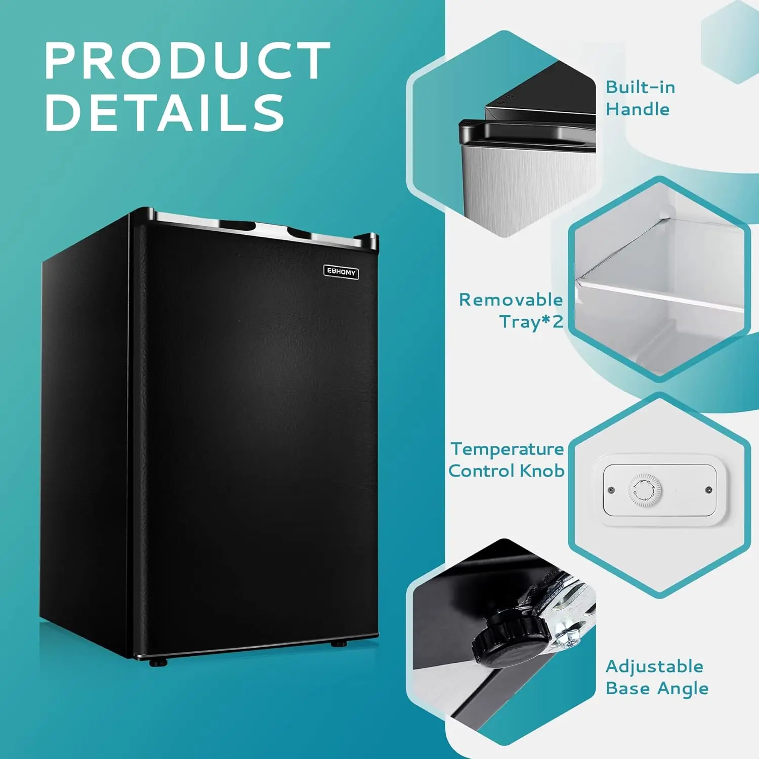 Single Door Compact Mini Freezer with Reversible Door, Small freezer for Home/Dorms/Apartment/Office (Black)