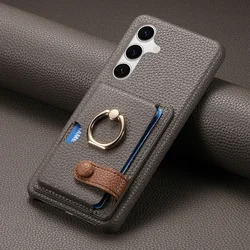 Leather Wallet Case with Ring Bracket and Card Slots - Magnetic Closure - Galaxy A05 4G (GRAY)