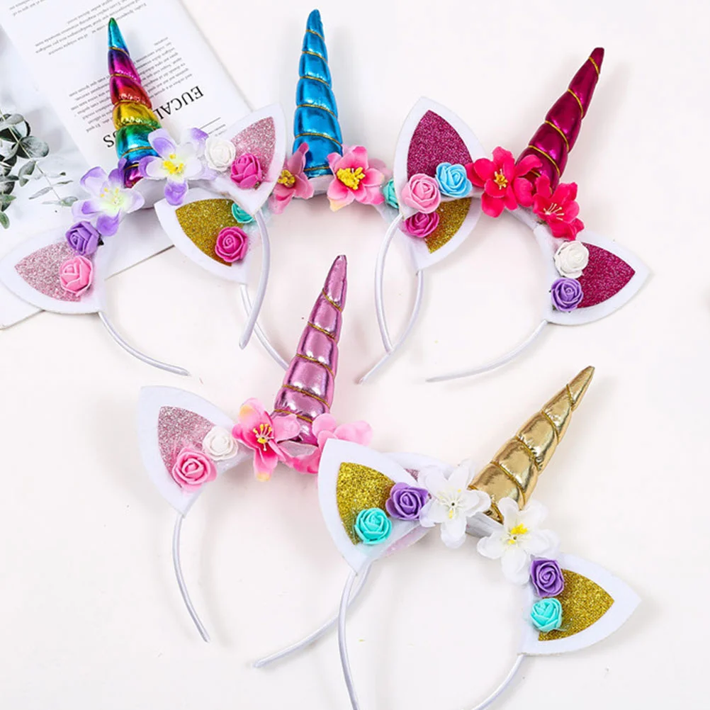 5 Pcs Hair Band Accessories for Kids Flower Headwrap Halloween Headband Bow Headdress Unicorn Hoops Child 5