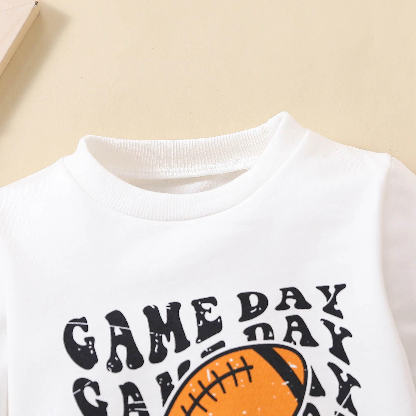 Autumn & Winter Baby Boy Children Clothes Letter &lsquo;Game Day&rsquo; Printed Rugby Long Sleeved T-Shirt