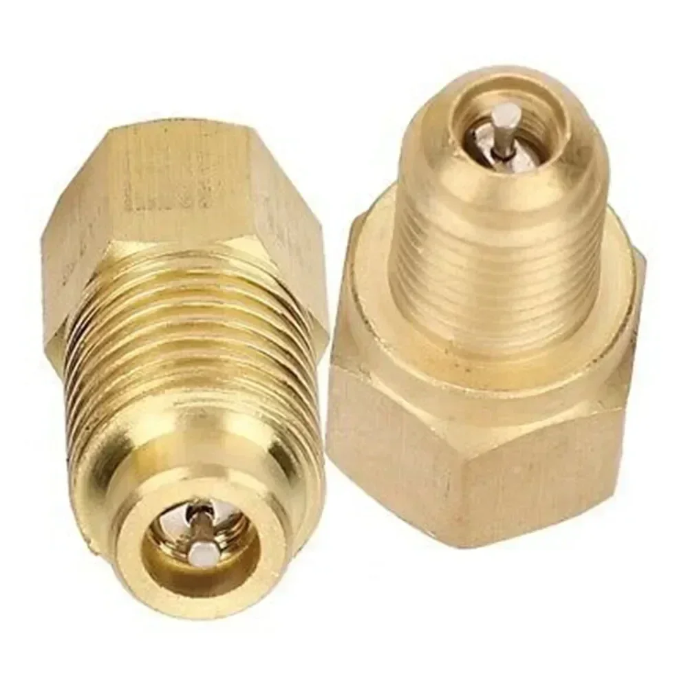 New Practical Quality R1234yf Adapter R22 1/2&rdquo; ACME LH 1/4&rdquo; SAE 2 Pcs Charging Removable Repairing Solid Brass