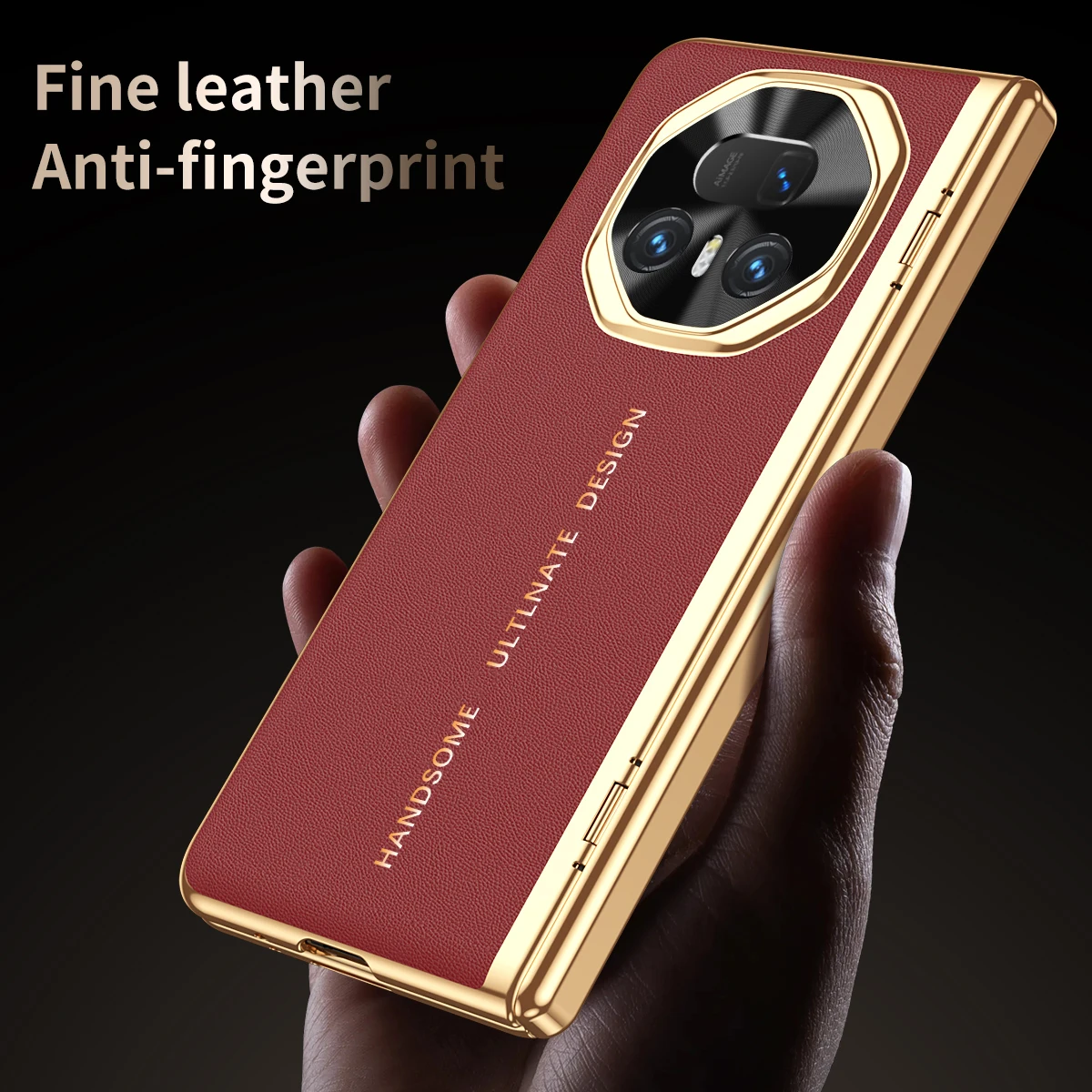 Plating Leather  with Hinge Protection and Front Screen Glass Film