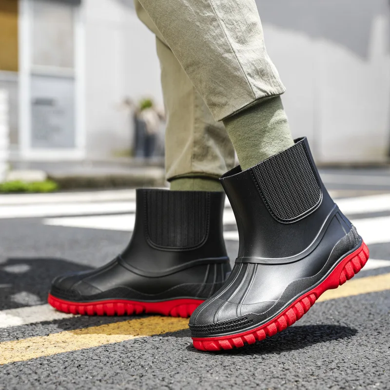 

Мужские Водонепроницаемые ботинки до щиколотки, ПВХ, удобные сапоги для дождя, 2022