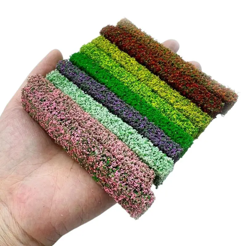 2Pcs Simulation Green Grass Fence Shrub Strips - DIY Sand Table Materials For Indoor Outdoor Building Diorama Model Accessories