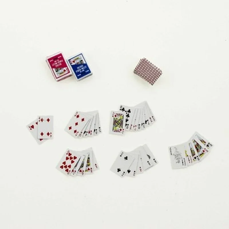 Mini Cute 1:12 Dollhouse Miniatures Poker Home Decoration Poker Cards Playing Game For Doll Kawaii Accessories